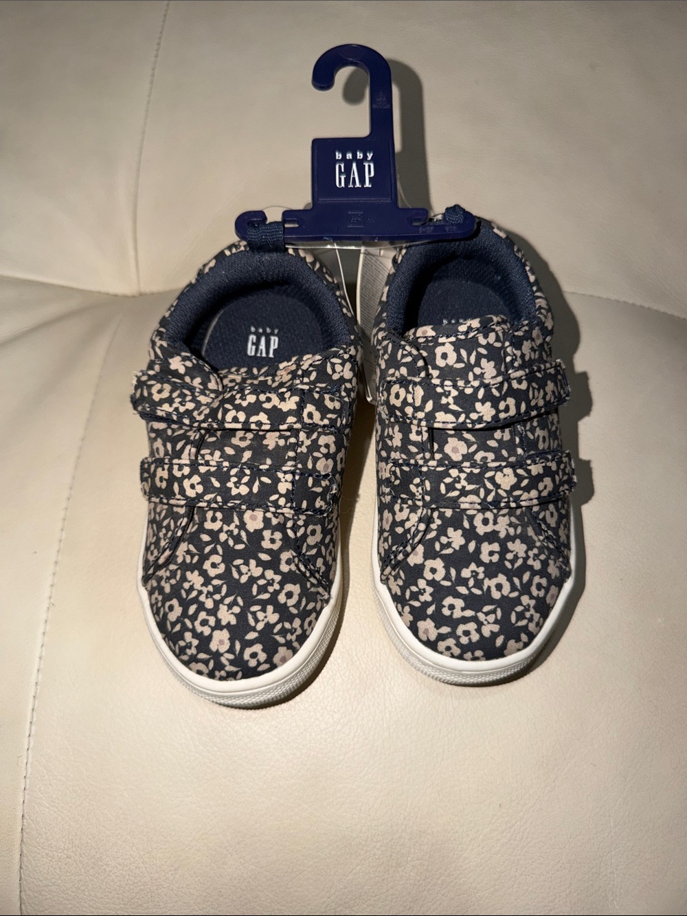GAP Navy and Light Pink Floral Velcro Kids Sneakers